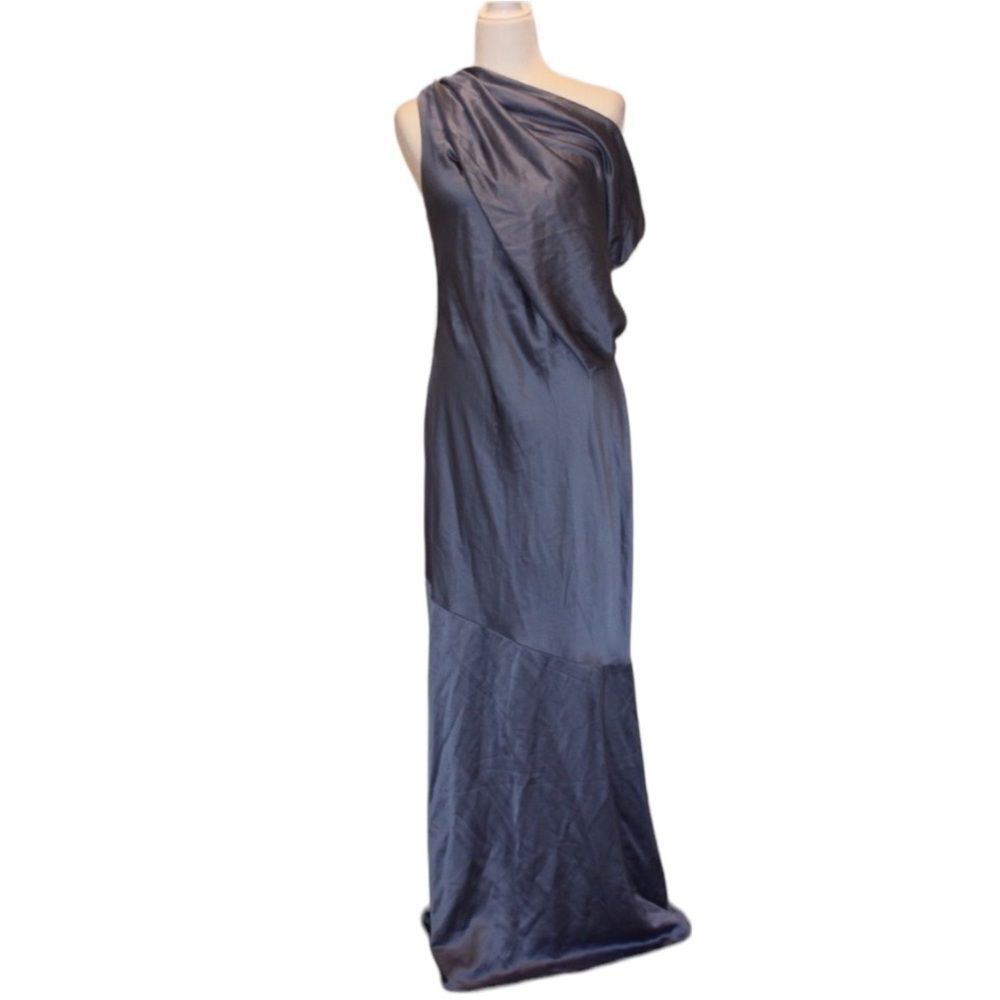 Elegant One-Shoulder Gray Maxi Dress